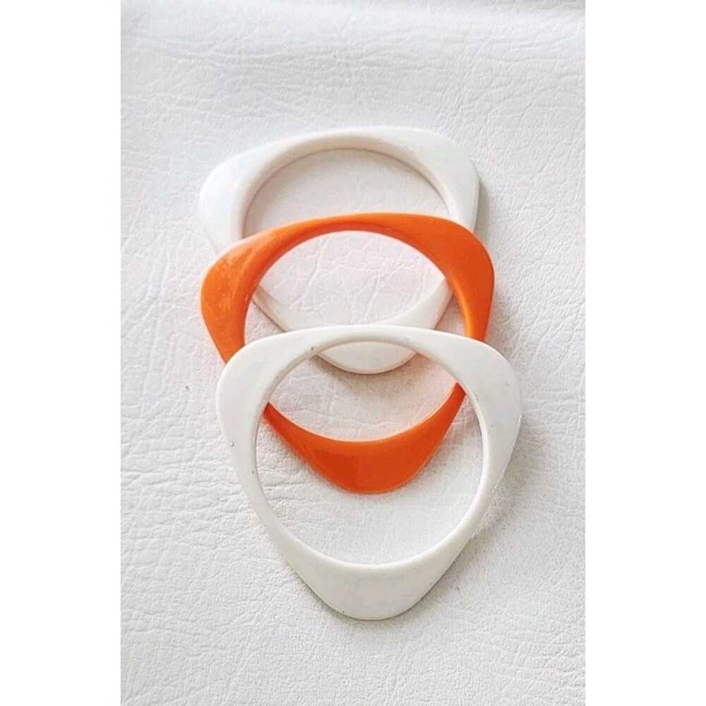 Lot of 3 Vintage 1970's Lucite Triangle Bangles Bracelets